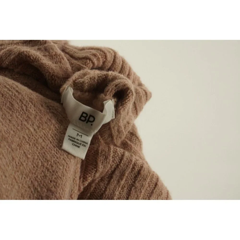 New BP Cozy Knit Longline Turtleneck‎ Sweater Women's Medium Pink Pullover Slit